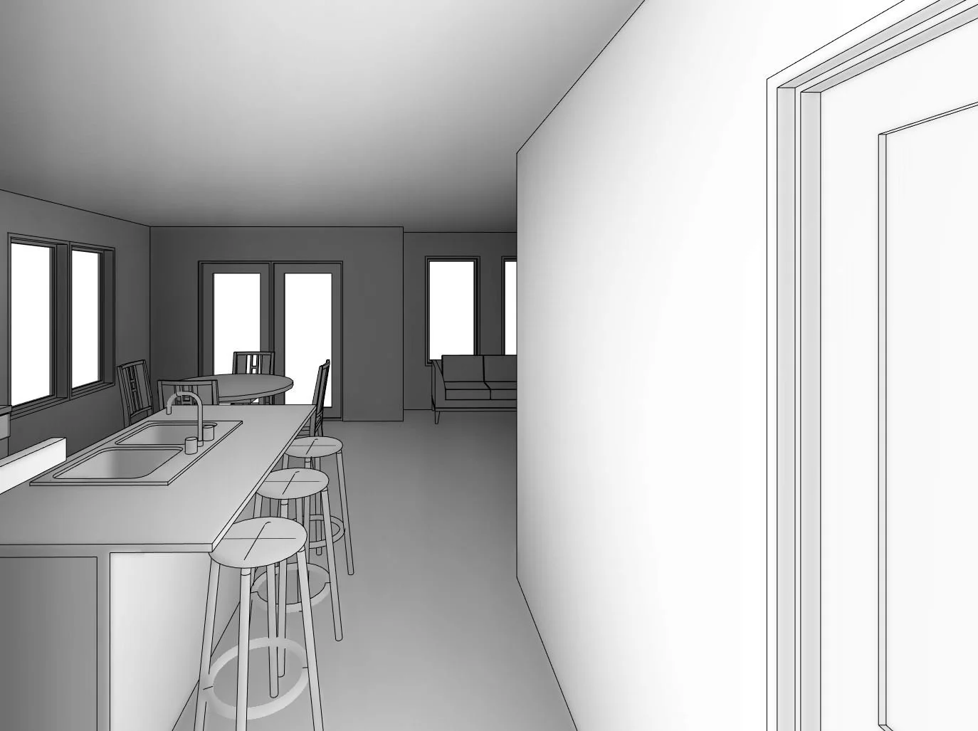 Meadowview home design — View Towards Dining Rm