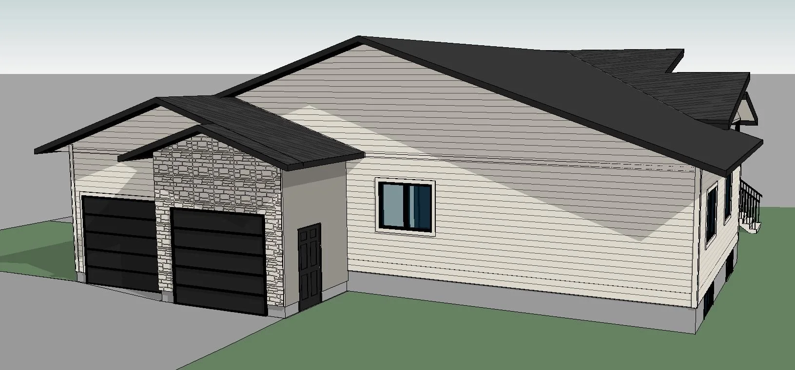 Refuge home design — Garage Side View