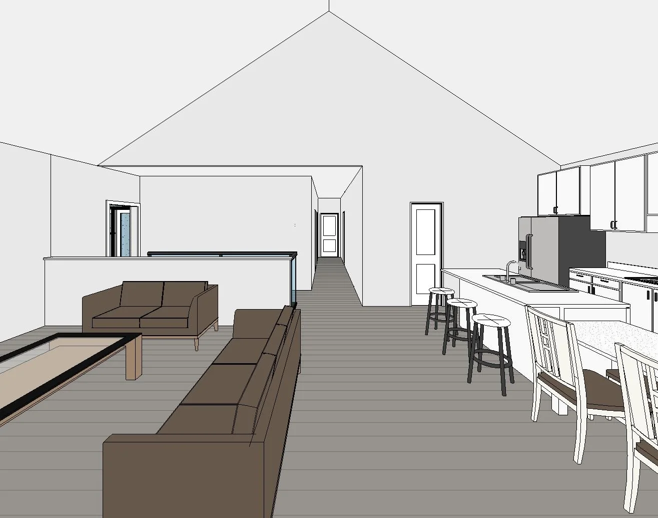 Lakeview home design — View Towards Hallway